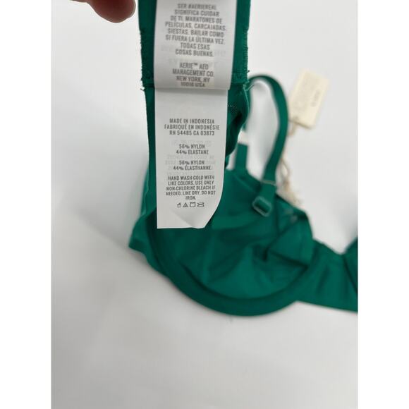 NWT Aerie Smoothez Balconette Bra Sz 32D Emerald Green Mesh Underwire - Picture 6 of 6